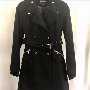 Express black belted pea coat